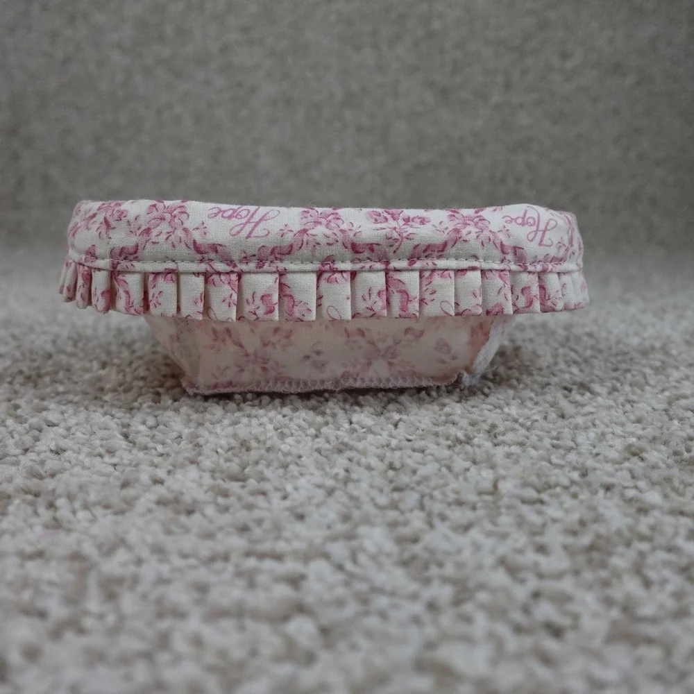 Longaberger 2008 Horizon of Hope Basket Liner Pink Floral Toile Ruffle 23596N